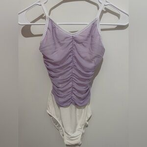 Purple ruched White leotard size S/M